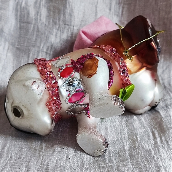 BestPysanky Beagle Puppy Dog Beret Glass Vintage Christmas Ornament - Picture 5 of 6